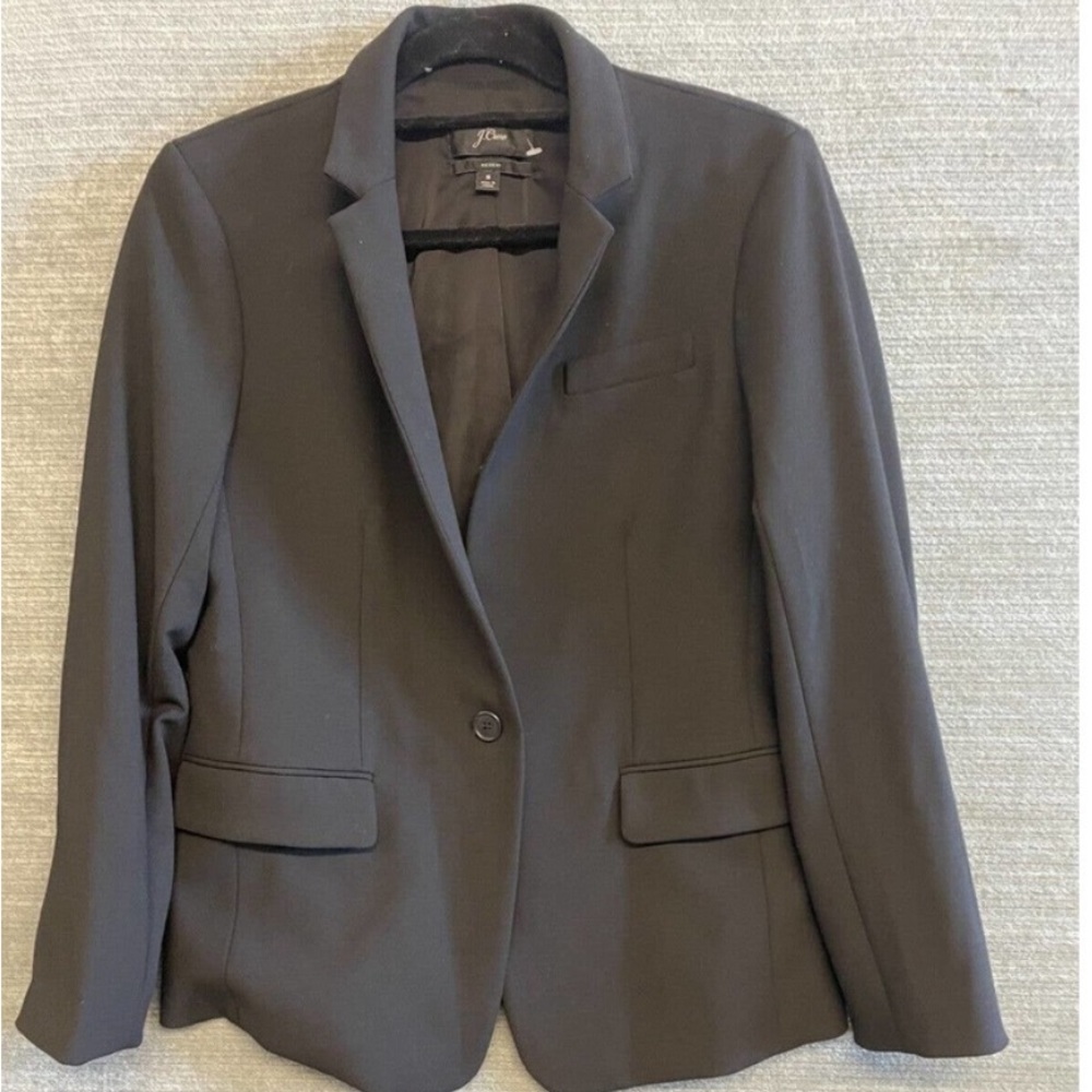 J. Crew Regent Blazer in Wool Flannel Black Size 8 Academia Career Business